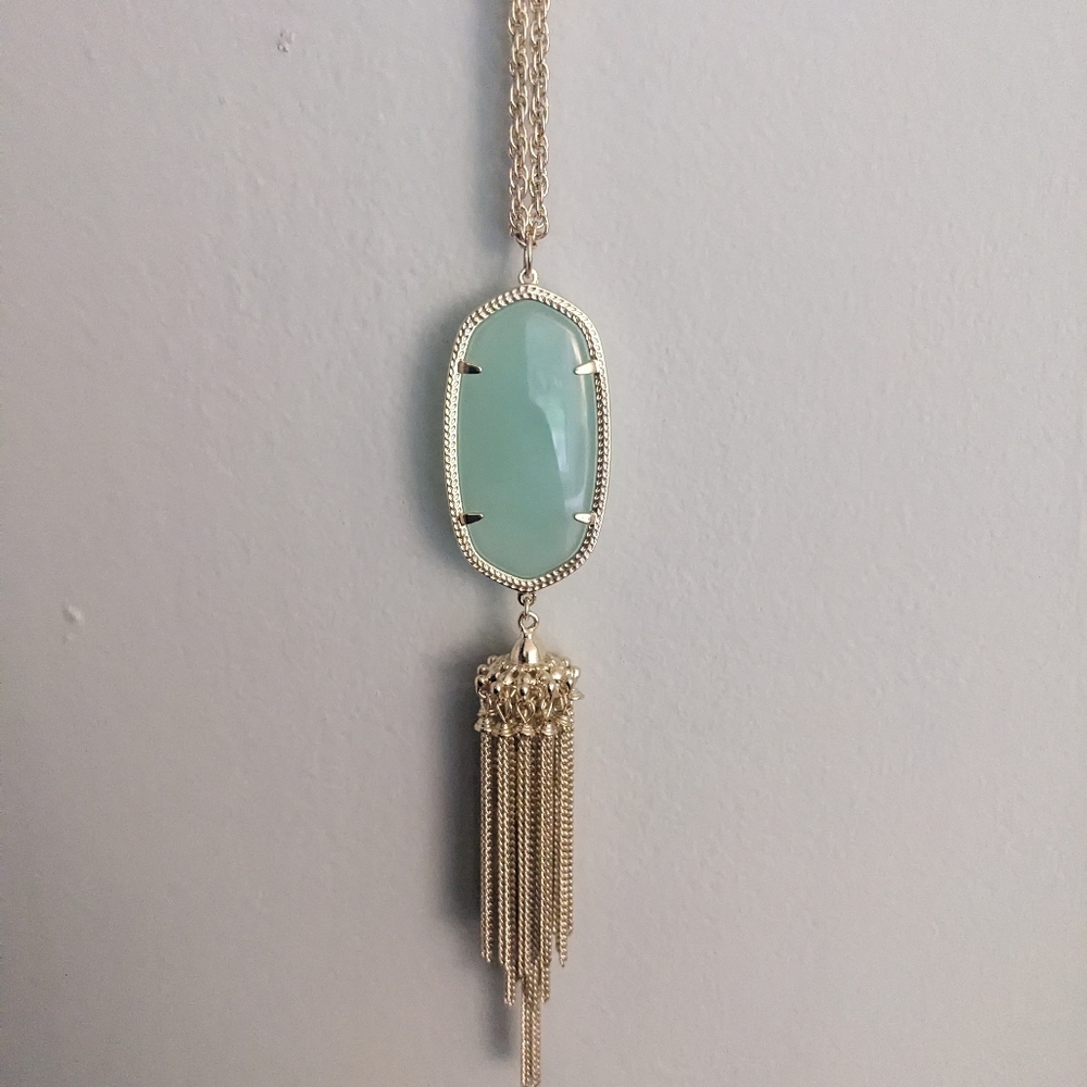 Kendra Scott Rayne Necklace in Gold/Chalcedony (green)